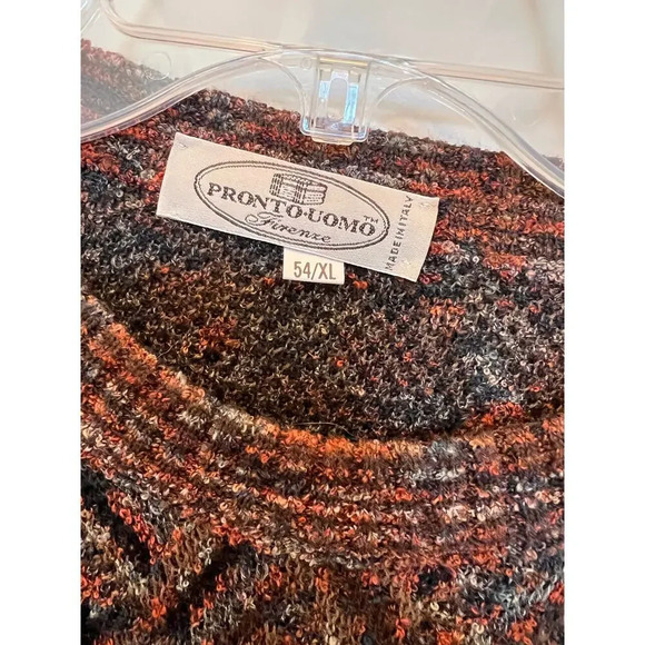 Pronto-Uomo Firenxe men's /unisex XL geometric print‎ rust, blue & black sweater - Picture 3 of 7